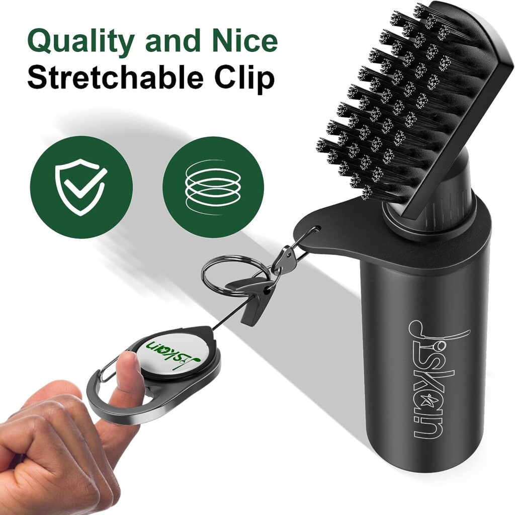 Jiskan 2 Pack Pro Golf Club Cleaner Brush Combo with Squeeze Water Bottle 7.5 Inches Holds 4 Ounces of Water, Essentials Golf Accessories for Men, Best Golf Gifts for Men