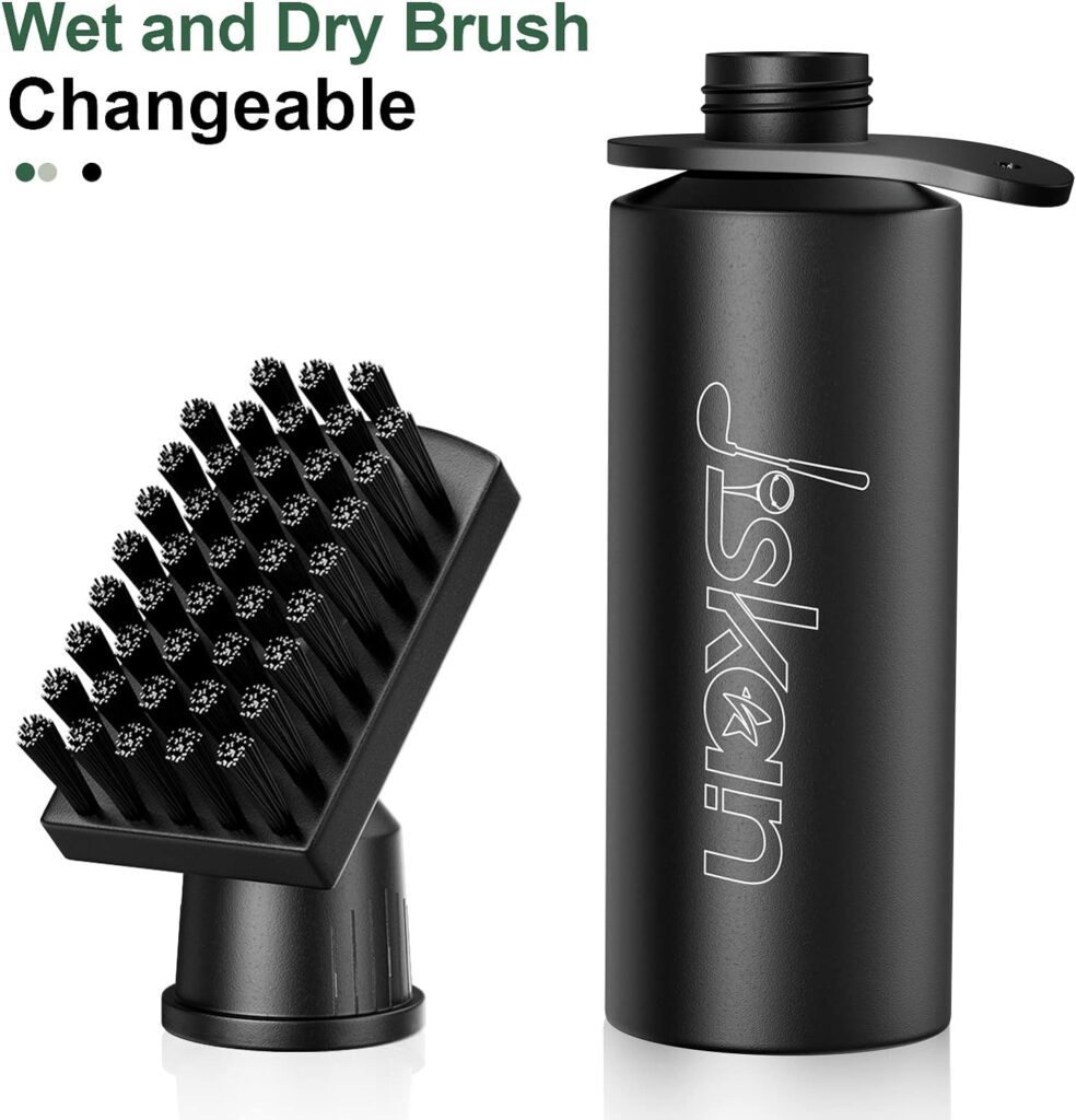 Jiskan 2 Pack Pro Golf Club Cleaner Brush Combo with Squeeze Water Bottle 7.5 Inches Holds 4 Ounces of Water, Essentials Golf Accessories for Men, Best Golf Gifts for Men
