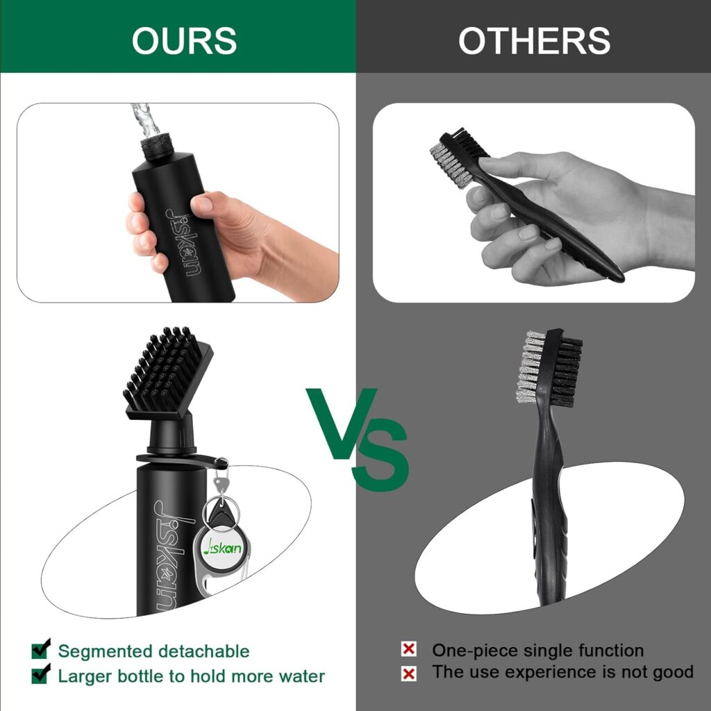 Jiskan 2 Pack Pro Golf Club Cleaner Brush Combo with Squeeze Water Bottle 7.5 Inches Holds 4 Ounces of Water, Essentials Golf Accessories for Men, Best Golf Gifts for Men