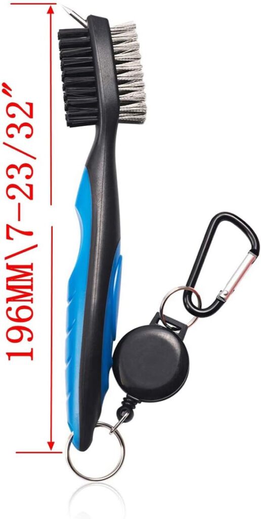 Xintan Tiger Pack of 2 Golf Club Brush Groove Cleaner with Retractable Zip-line and Aluminum Carabiner Cleaning Tools