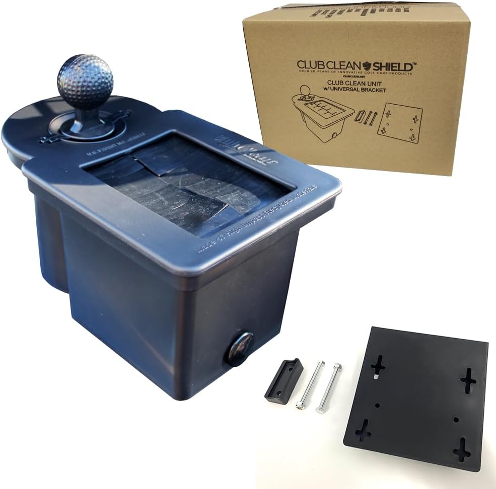 Club Clean - Original Ball and Club Cleaner/Washer Including Mounting Bracket for Golf Cars Single Chamber Design - Sand Bottle Holder - Mounting Brackets for EZGO RXV, Tomberlin, Precedent  Yamaha