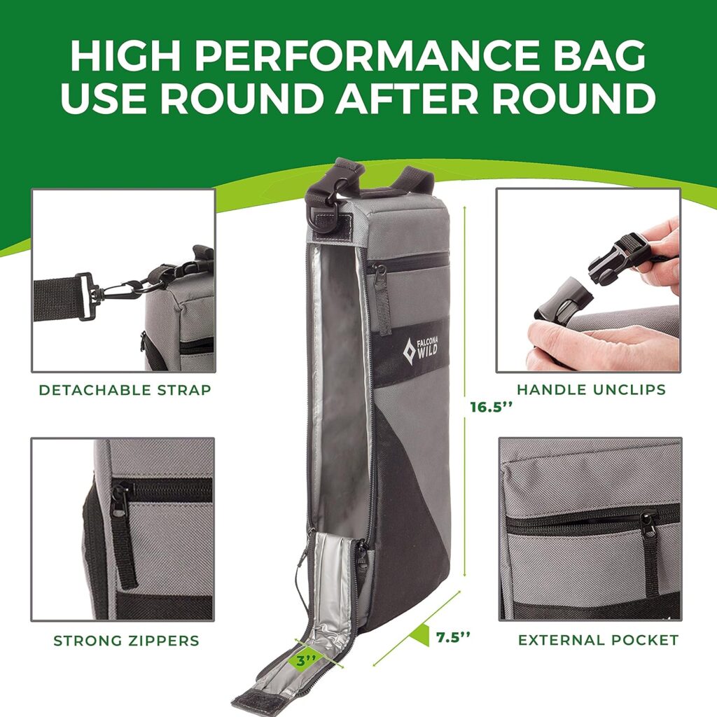 Falcona Wild Golf Cooler Bag Plus 2 Ice Packs - Keeps Drinks Cold for Hours - Holds 6 Beer Cans or 2 Wine Bottles - Fits Discreetly in Golf Bags - Insulated Beer Sleeve and Cooler