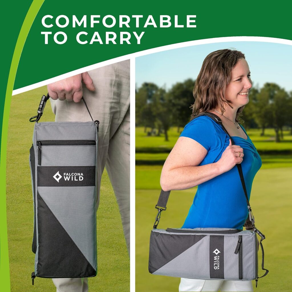 Falcona Wild Golf Cooler Bag Plus 2 Ice Packs - Keeps Drinks Cold for Hours - Holds 6 Beer Cans or 2 Wine Bottles - Fits Discreetly in Golf Bags - Insulated Beer Sleeve and Cooler