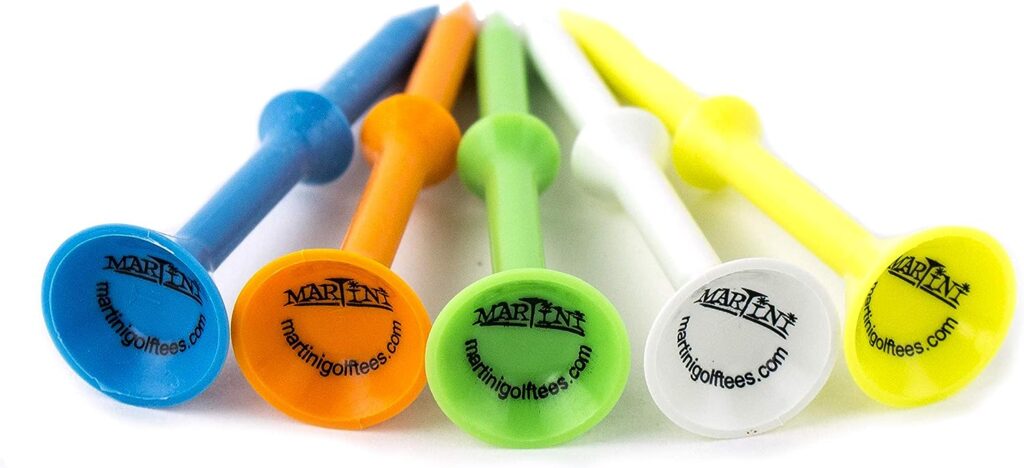 Martini Golf Tees DMT007 Durable Plastic Step-UP Tees (5 Pack), Assorted Colors, 3.25
