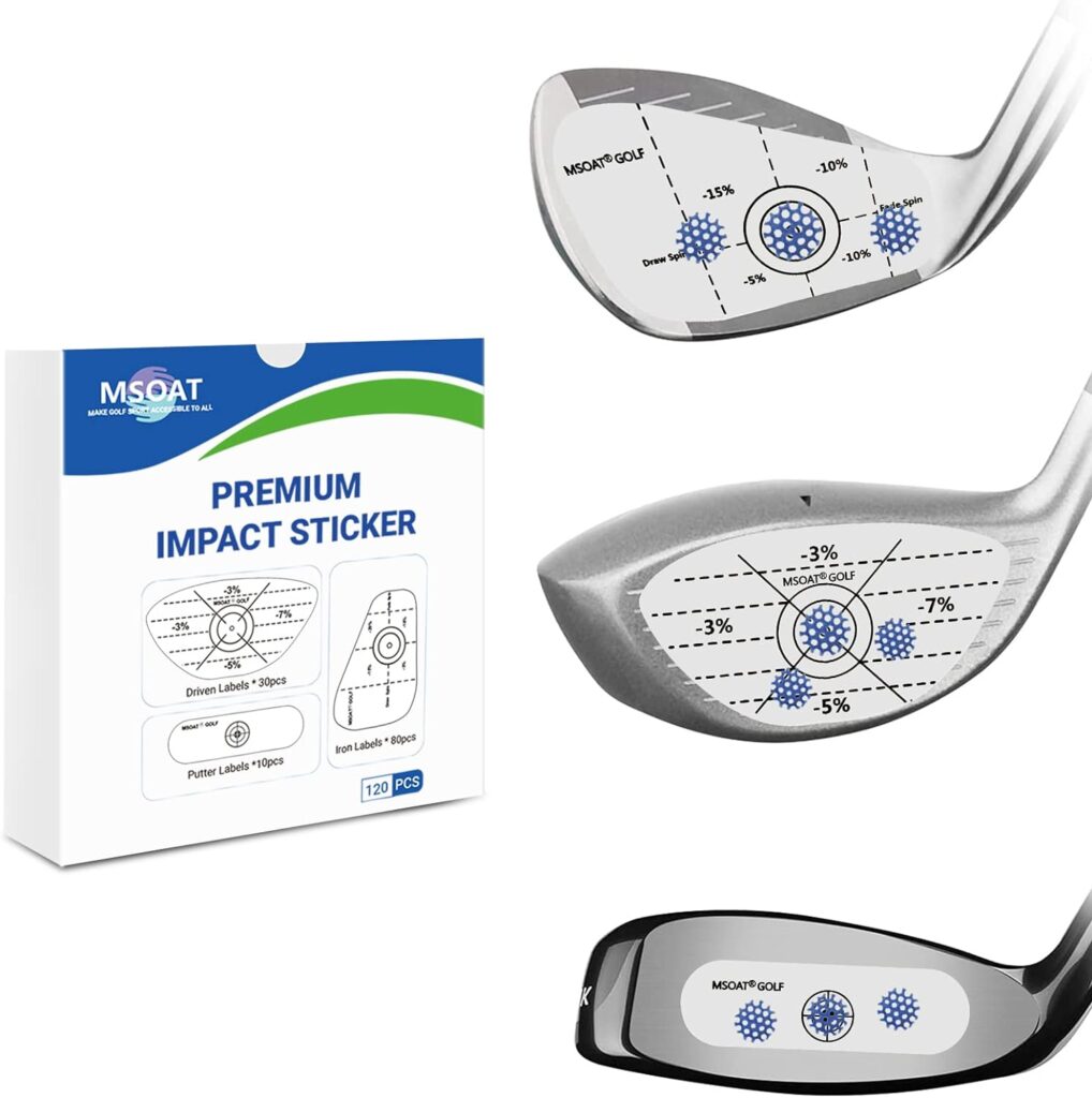 MSOAT Golf Impact Tape Set 24pcs/120pcs, Self-Teaching Sweet Spot  Consistency Analysis, Golf Club Impact Stickers for Irons Wood Putters, Golf Club Impact Stickers Swing Training Aid