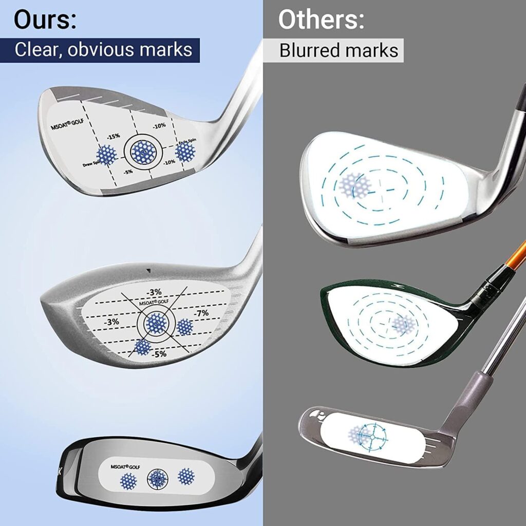 MSOAT Golf Impact Tape Set 24pcs/120pcs, Self-Teaching Sweet Spot  Consistency Analysis, Golf Club Impact Stickers for Irons Wood Putters, Golf Club Impact Stickers Swing Training Aid