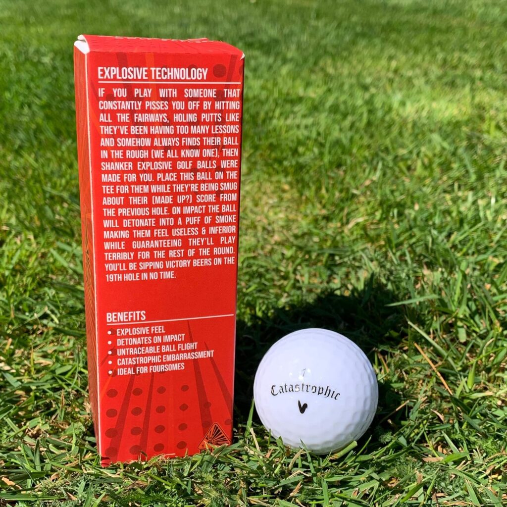 Shanker Golf Exploding Balls - Prank Balls That Explode on Impact - Funny Joke for Golfers (Sleeve of 3, Novelty)