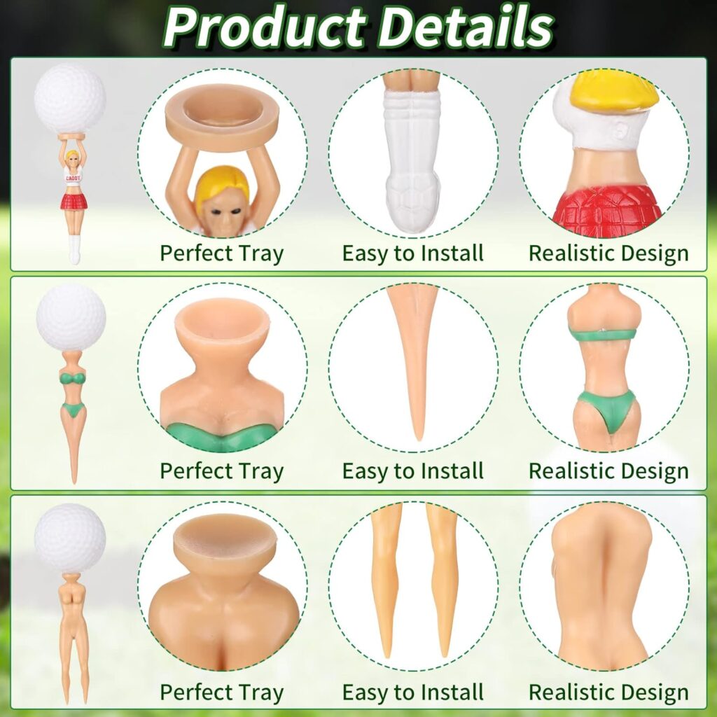 12 Pieces Funny Golf Tees 8 cm/ 3.15 Inch Colorful Bikini Golf Tees Ladies Golf Tees Plastic Golf Tees Girl Funny Golf Accessories for Men Women Golf Training Birthday Presents