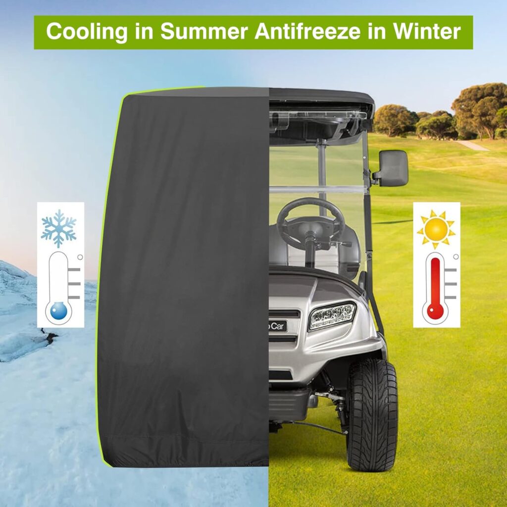 2/4 Passenger Golf Cart Cover Fits EZGO, Club Car, Yamaha Golf Carts with Reflective Strips, All Weather Protection/Waterproof/Snowproof/Windproof/Sunproof/Full Gold Cart Covers