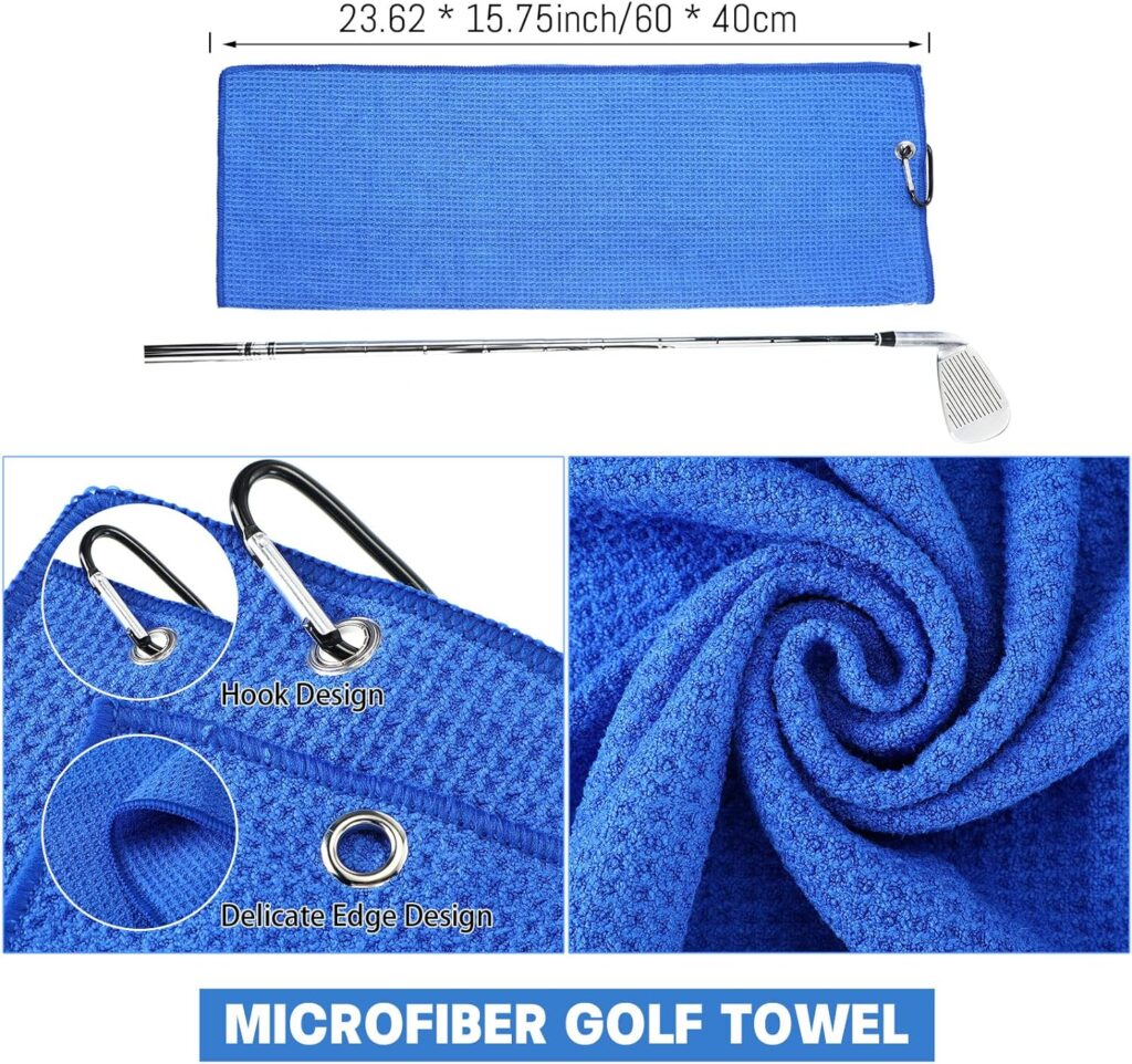 5 Pcs Golf Cleaning Kit, Golf Towel, Retractable Golf Club Brush, Golf Club Groove Sharpener for U and V Grooves, Divot Repair Tool, Golf Accessories for Golf Ball Lover Gifts