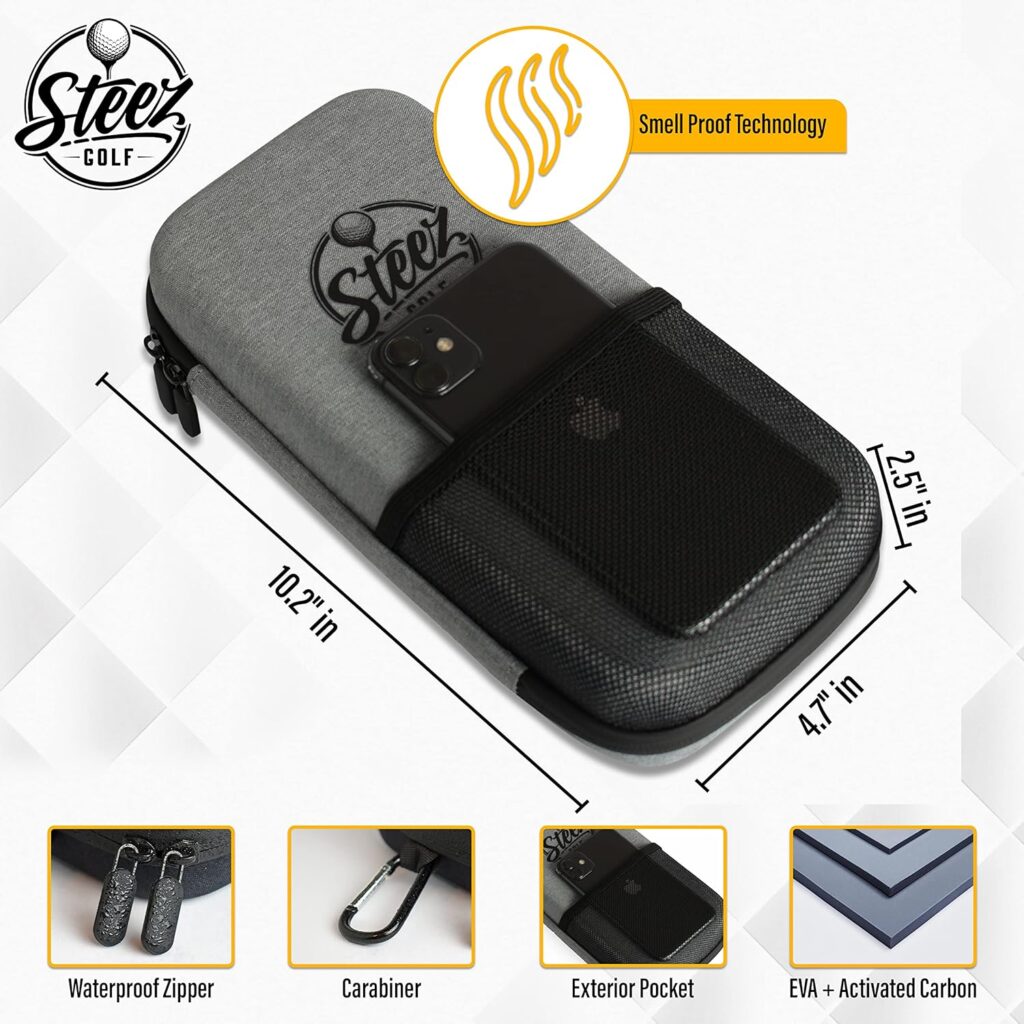 Amazon.com : Steez Golf Accessory Case - Golf Bag Organizer. Airtight, Water-Resistant, Protective Hard Case for Phone, Tees, Ball Markers, Repair Tools, and Golf Essentials. Removable Golf Glove Hanger/Dryer : Sports  Outdoors