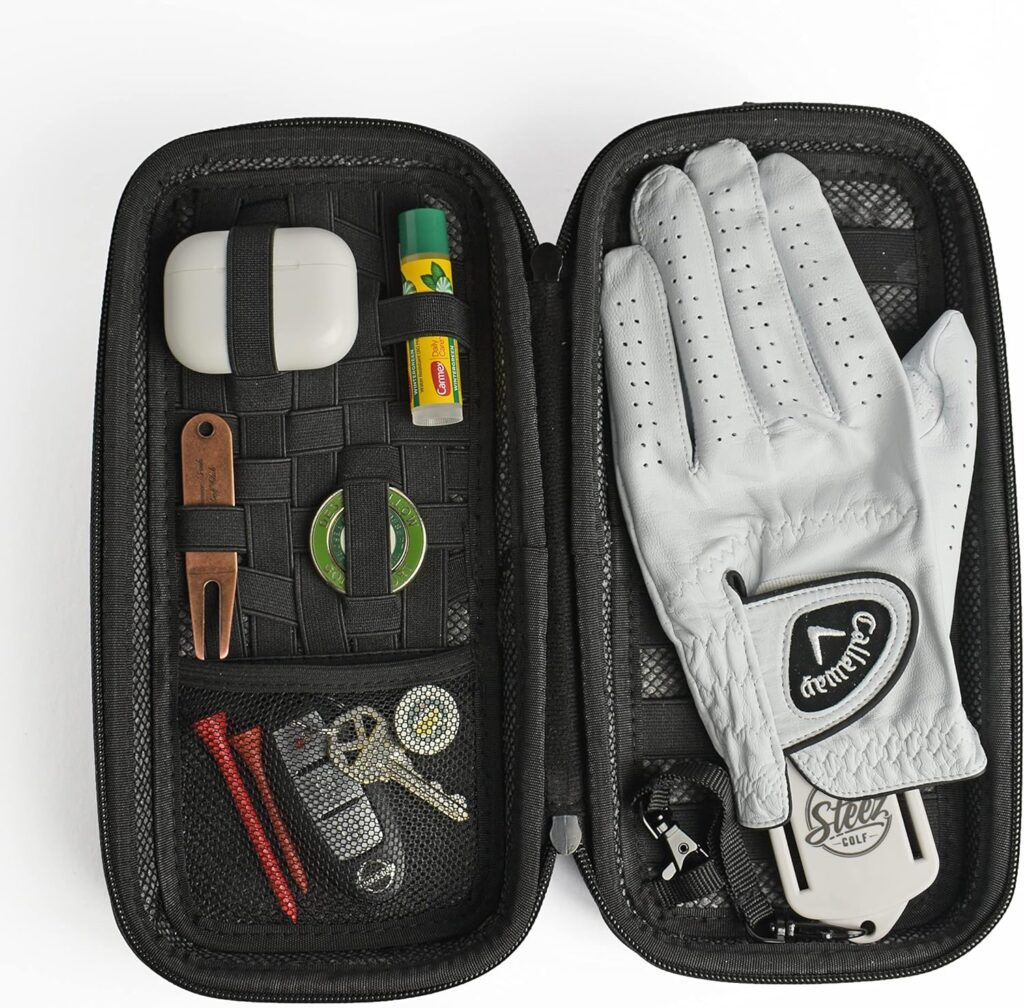 Amazon.com : Steez Golf Accessory Case - Golf Bag Organizer. Airtight, Water-Resistant, Protective Hard Case for Phone, Tees, Ball Markers, Repair Tools, and Golf Essentials. Removable Golf Glove Hanger/Dryer : Sports  Outdoors