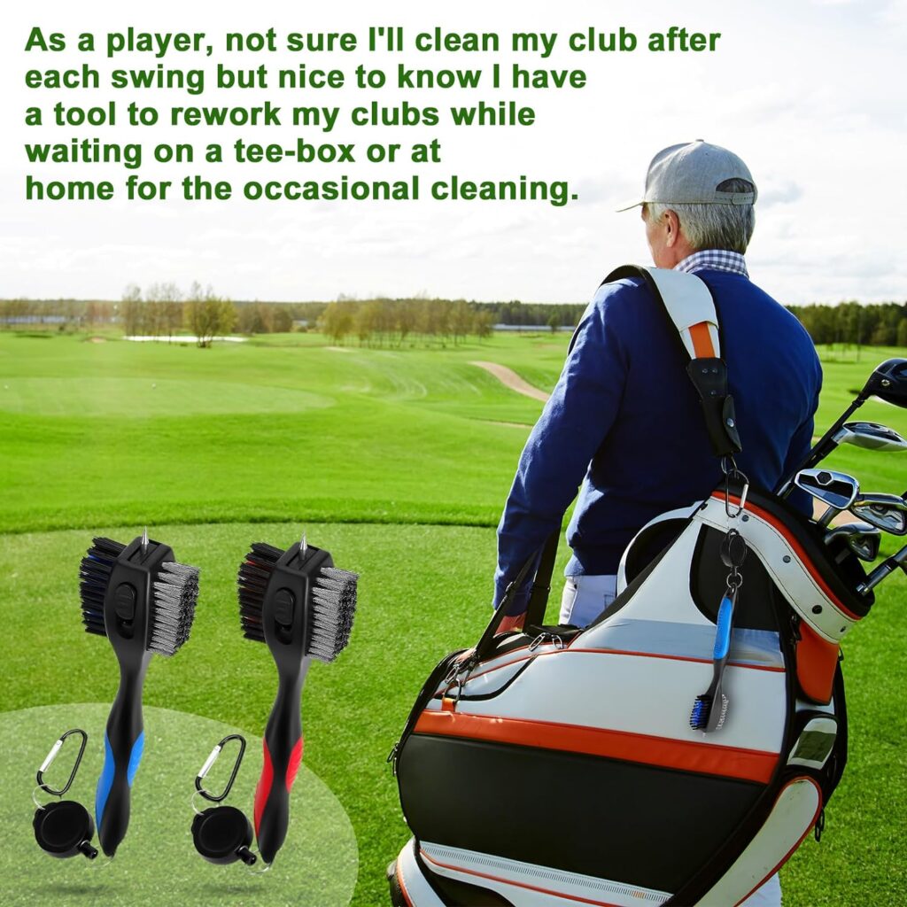 Bestoy 2PCS Golf Club Brushes, Retractable Nail Head Golf Club Cleaner, Non-Slip Comfortable Handle Golf Ball Cleaner, Puncture Guard Golf Club Cleaner Brush