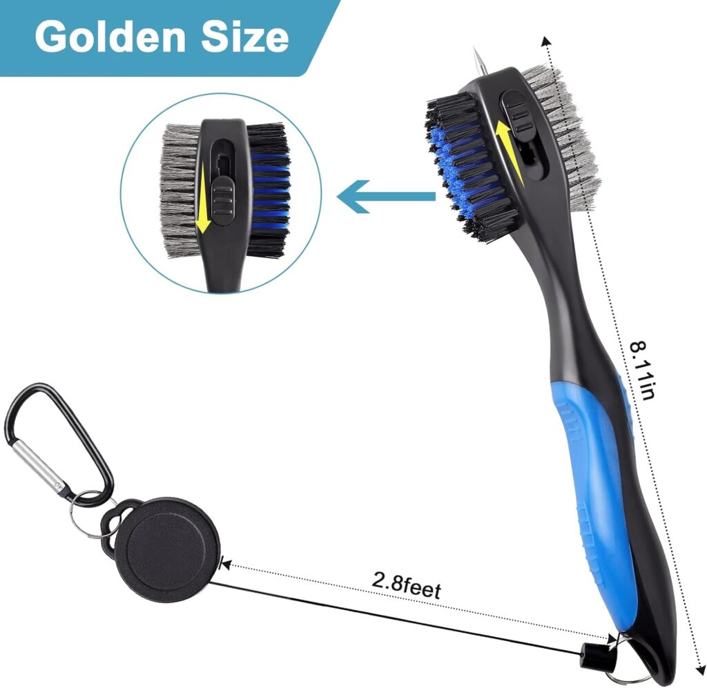 Bestoy 2PCS Golf Club Brushes, Retractable Nail Head Golf Club Cleaner, Non-Slip Comfortable Handle Golf Ball Cleaner, Puncture Guard Golf Club Cleaner Brush