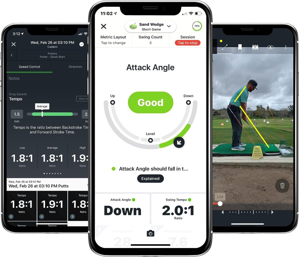 Blast Golf - Swing and Stroke Analyzer (Sensor) I Captures Putting, Full Swing, Short Game Bunker Modes, Air Mode, Slo-Mo Video Capture, App Enabled (iOS Android Compatible)