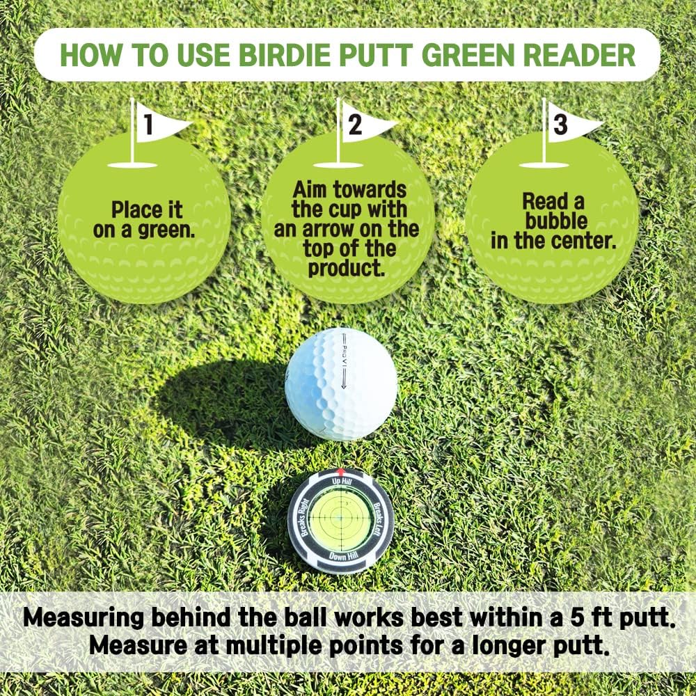 BUDDYBIRDIE Birdie Putt Green Reader Lite | Poker Chip Style Ball Marker Compact  Stylish Golf Putting  Green Reading Aid Bubble Level High Precision Alignment Tool Golf (Lite - Black  White)