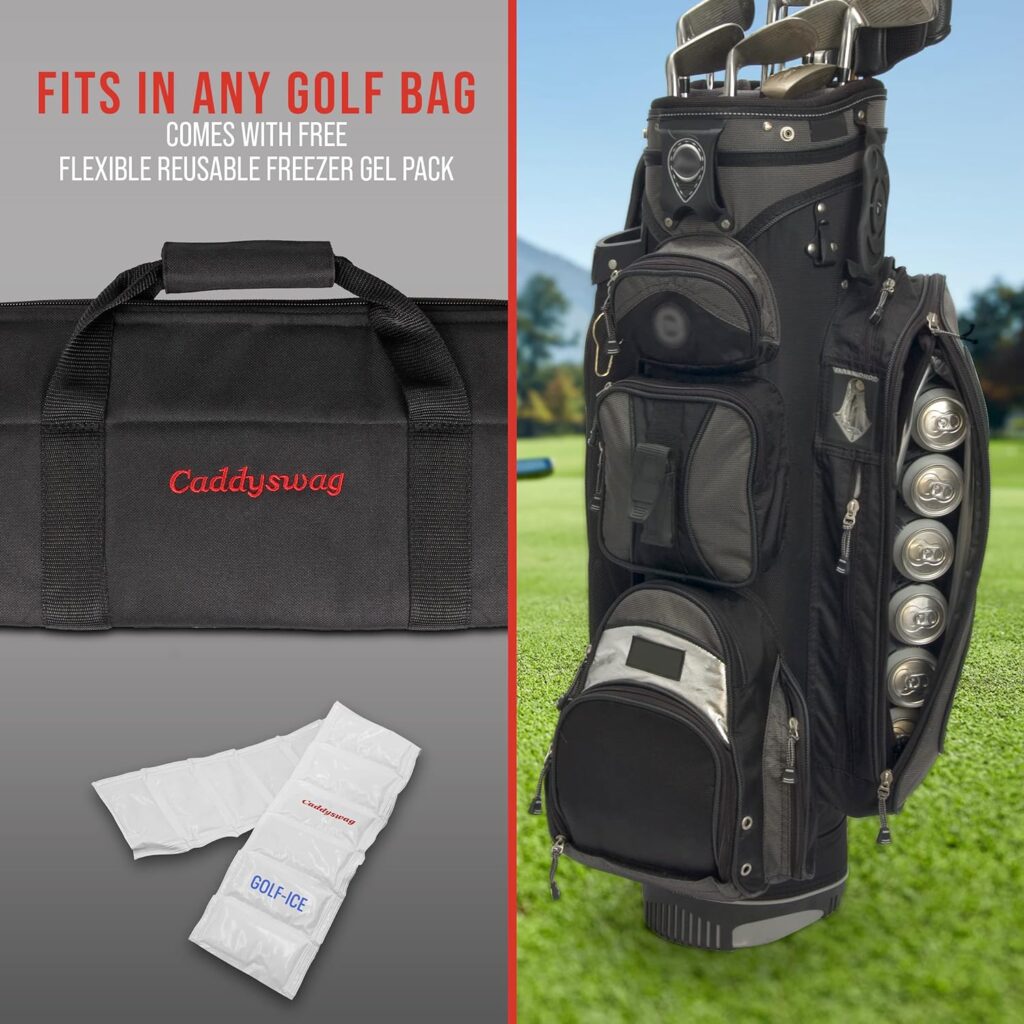 Caddy Swag Golf Bag Cooler Beer Sleeve 6 Can - Fun Golfing Gifts for Men  Women - Camping, Hiking, Traveling, Food, General Use - Great for Golfers, Party Gift, Golf Push Cart Accessories  More