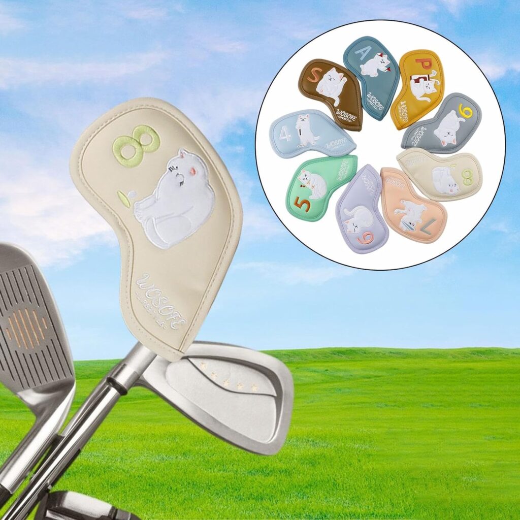 Colaxi 9Pcs Golf Club Head Covers Golf Iron Covers Set Resistant Premium Water Resistant Gift Protector for Club Display Golfer
