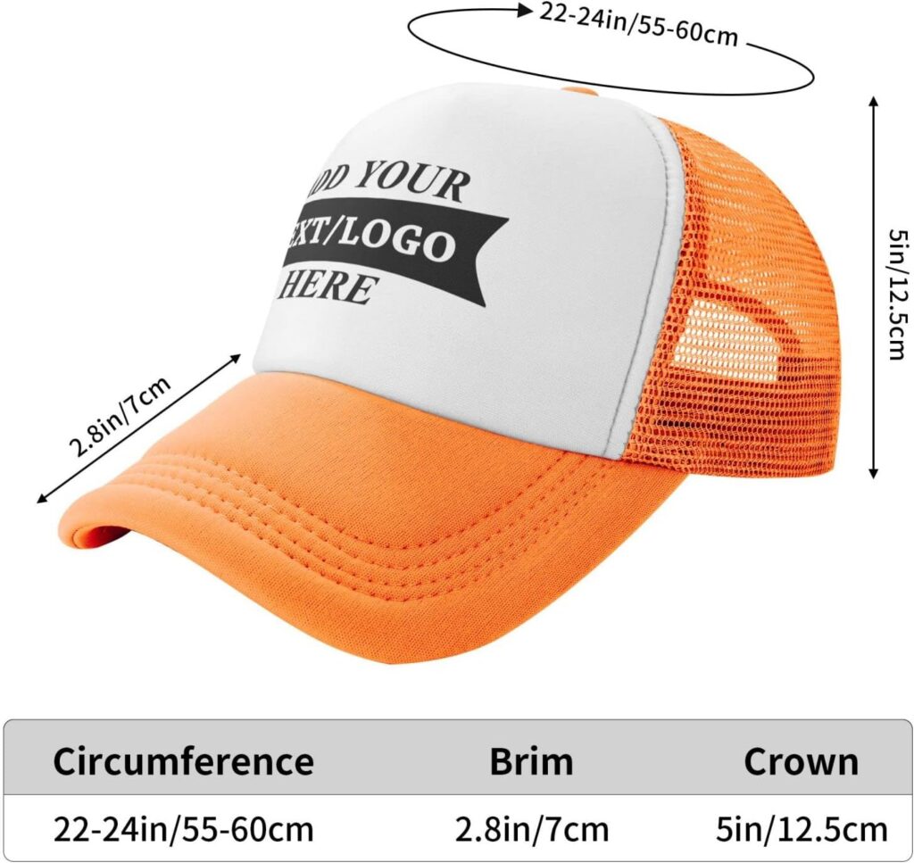 Custom Hats Personalized Hat Customize Baseball Cap Custom Adjustable Trucker Hat for Men  Women