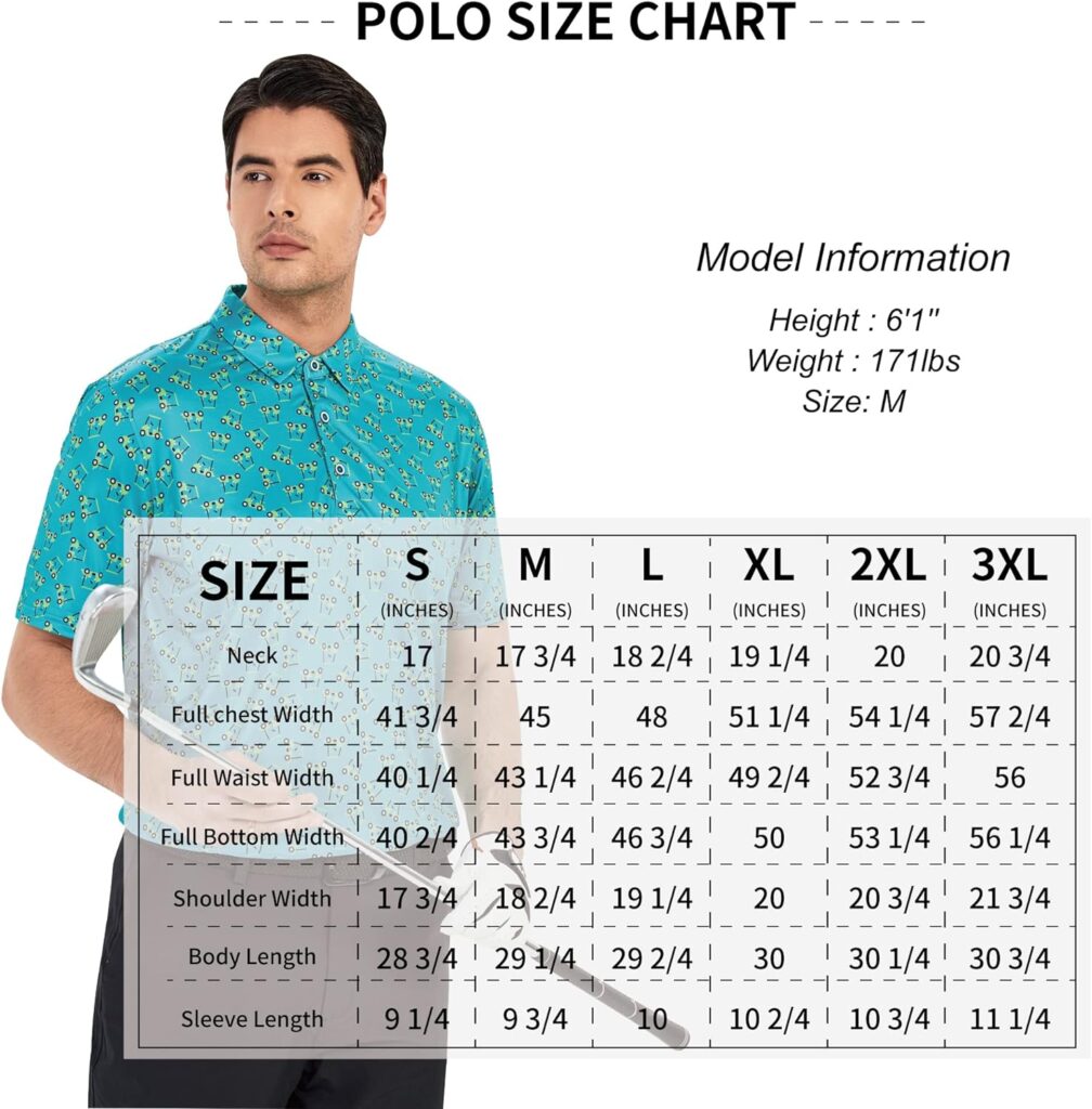Damipow Premium Golf Shirts for Men Dry Fit Performance Polo Short Sleeve Collared Shirt