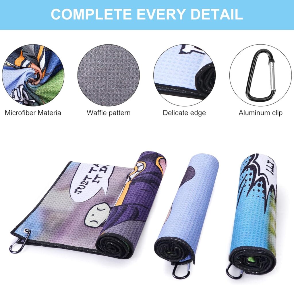 DUNGGLE Golf Towel 3 Pcs Funny Golf Club Clean Set for Golf Bags with Clip, Funny Gifts for Golf Fans