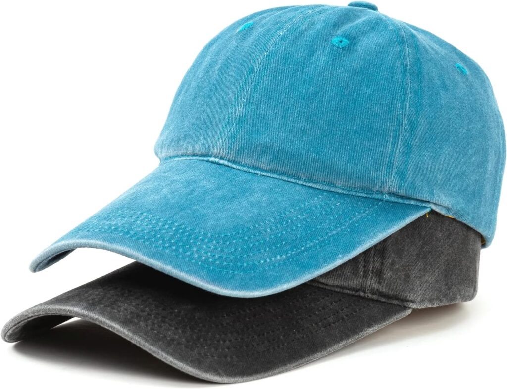 Dzhiki Multicolor Pack of Washed Cotton Long Visor Unstructured Unisex Baseball Caps