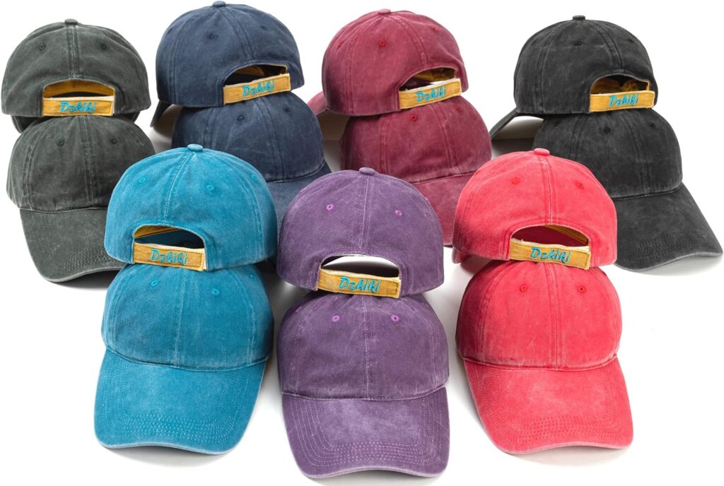 Dzhiki Multicolor Pack of Washed Cotton Long Visor Unstructured Unisex Baseball Caps