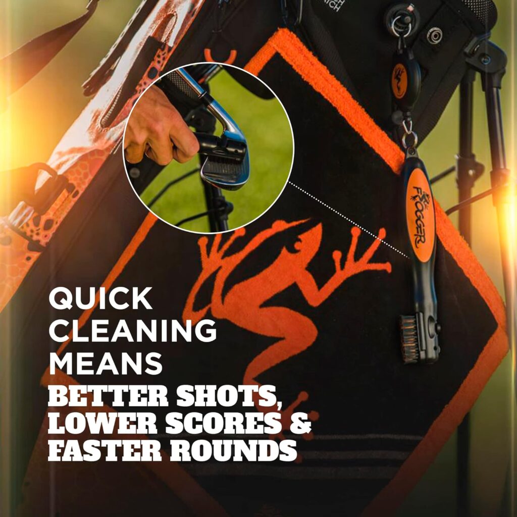Frogger BrushPro Golf Club Cleaner with Ergonomic Grip and Retractable Cord | Sturdy Golf Brush and Groove Cleaner with Advanced Scrub Cleaning Technology for Professional Golfers