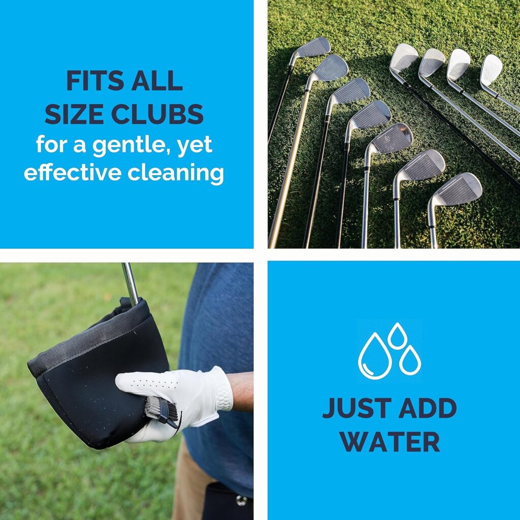 Golf Club and Ball Cleaning Set Black Edition by Greenstrike Golf - Golf Club Cleaner Kit with Golf Ball Cleaner Pouch, Golf Scrub Brush and Towel - Golf Club Bag Accessories