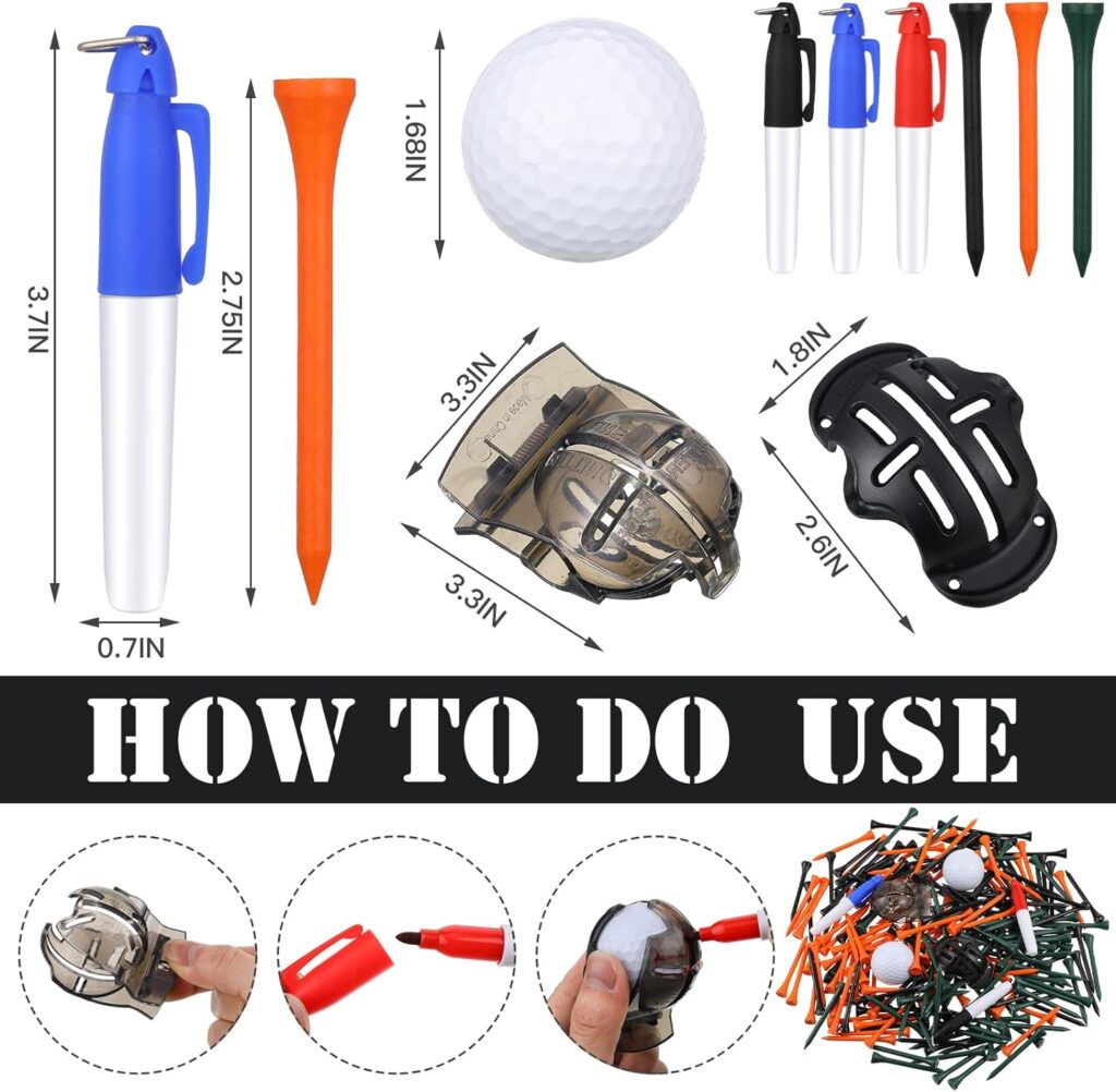 Golf Club Cleaning Kit Includes 3 Golf Towel with Clip, Golf Brush, Divot Repair Tool, 3 Golf Ball, 2 Golf Ball Alignment Kit, 3 Markers, 240 Golf Tees Golf Bag Accessories for Men Women Cleaner Tools