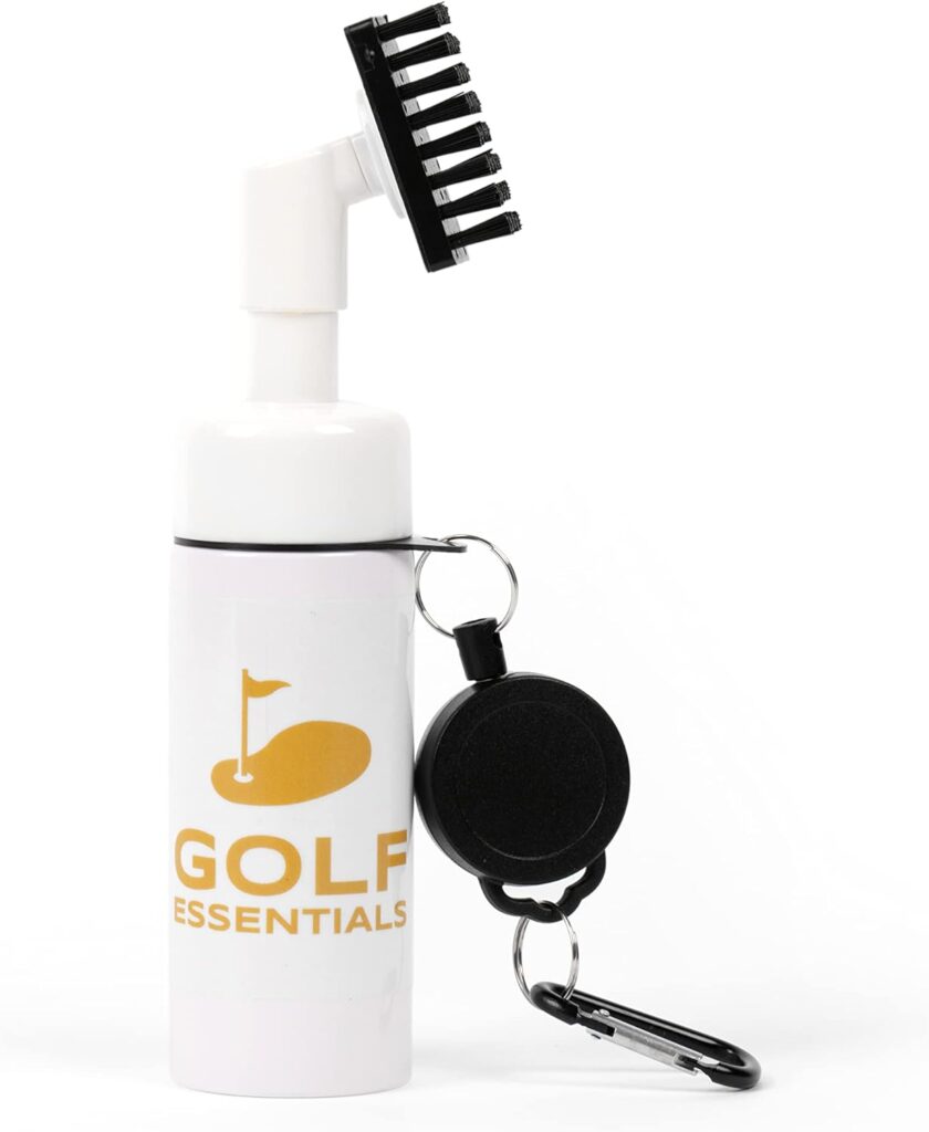 Golf Essentials Golf Club Cleaner Brush with Water- 30 Retractable Cord, 5oz Water, Leak-Proof, Easy Spray, Groove Cleaner - Must-Have Golf Bag Accessory!