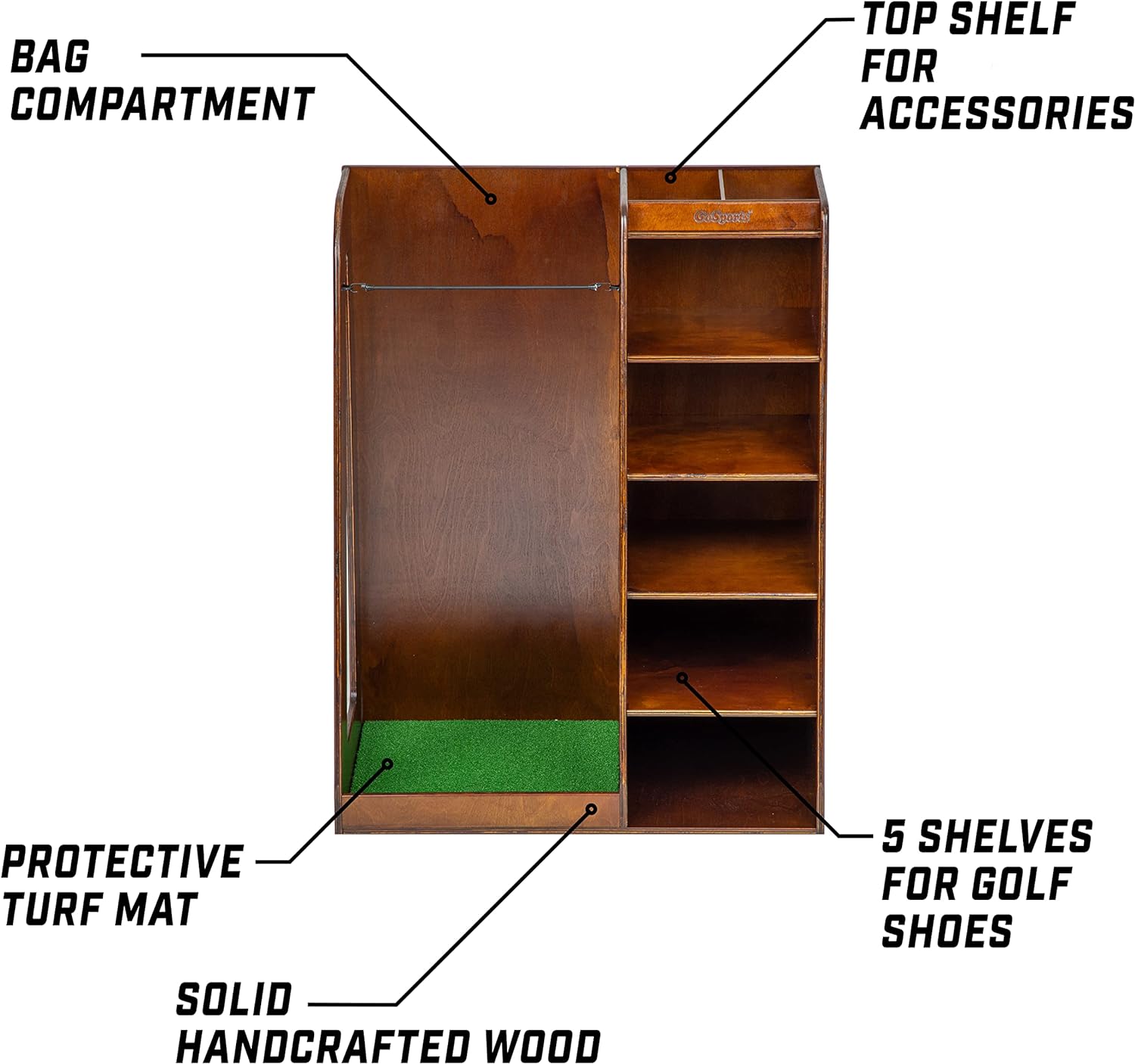 GoSports Premium Wooden Golf Bag Organizer and Storage Rack Review
