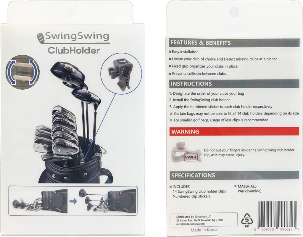 HYOJATEM SwingSwing Premium Golf Club Holder Club Organizing Clips | 14 Clips Set with Identifying Numbered Stickers | Swivel Action Golf Club Clips for Golf Bags | Club Damage Protection