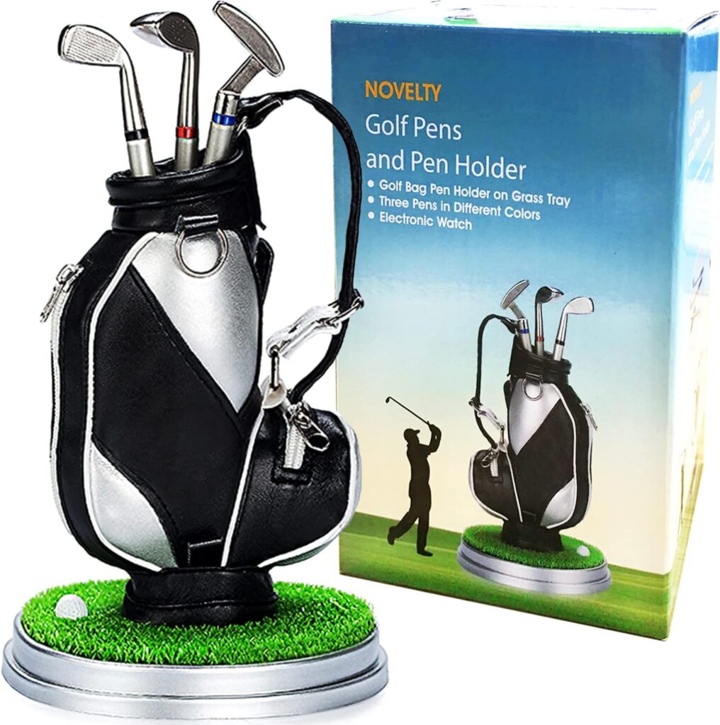 Jishi Golf Pen Holder for Office Desk Decor, Unique Gifts for Men Boss Dad Golfers Coworkers, Desktop Mini Golf Pencil Cup Caddy Organizer Cool Work Desk Accessories Gadgets Fun Novelty Birthday Gifts