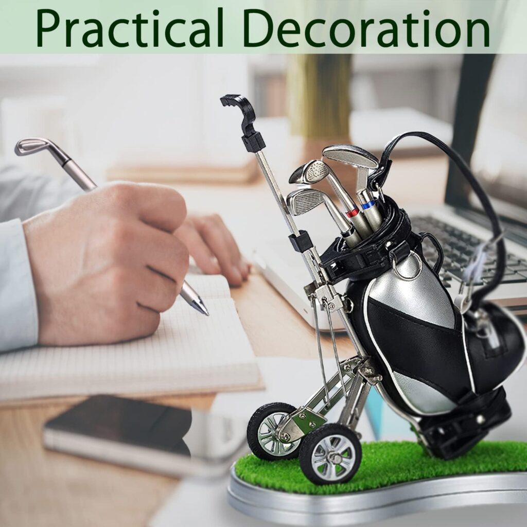 Jishi Golf Pen Holder for Office Desk Decor, Unique Gifts for Men Boss Dad Golfers Coworkers, Desktop Mini Golf Pencil Cup Caddy Organizer Cool Work Desk Accessories Gadgets Fun Novelty Birthday Gifts