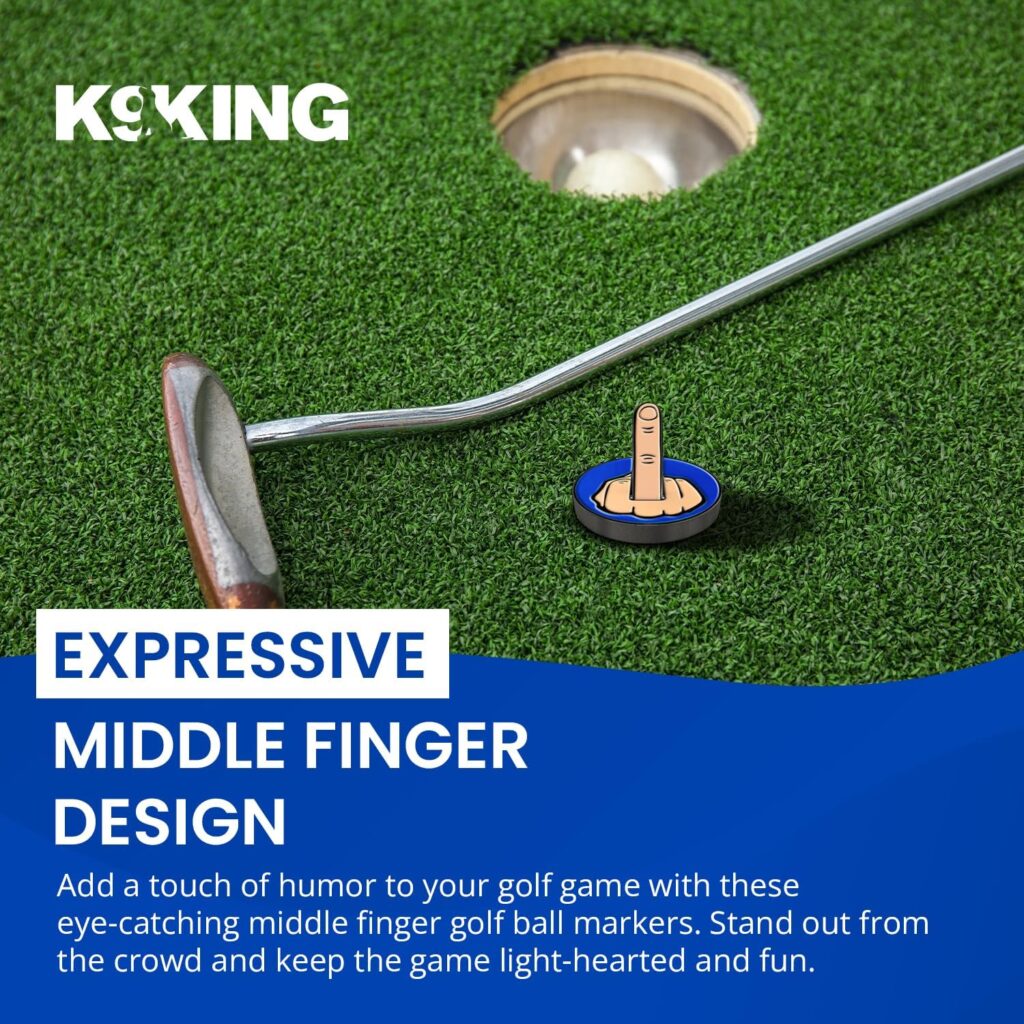K9King Middle Finger Golf Ball Marker with Magnetic Hat Clip | Alignment Ball Mark | Funny Golf Accessories - Great Gift for Golf Lovers Golf Cap Premium Gifts