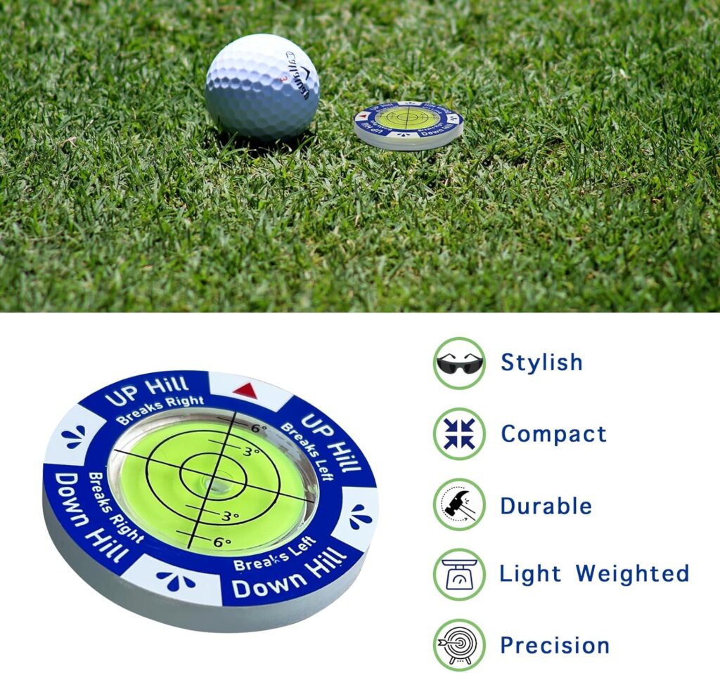 KeoPuals Golf Green Reader - Golf Ball Marker with Level Golf Accessories Golf Putting Green Reading Aid Bubble Golf Training Tool to Improve Your Putting Game Read Greens