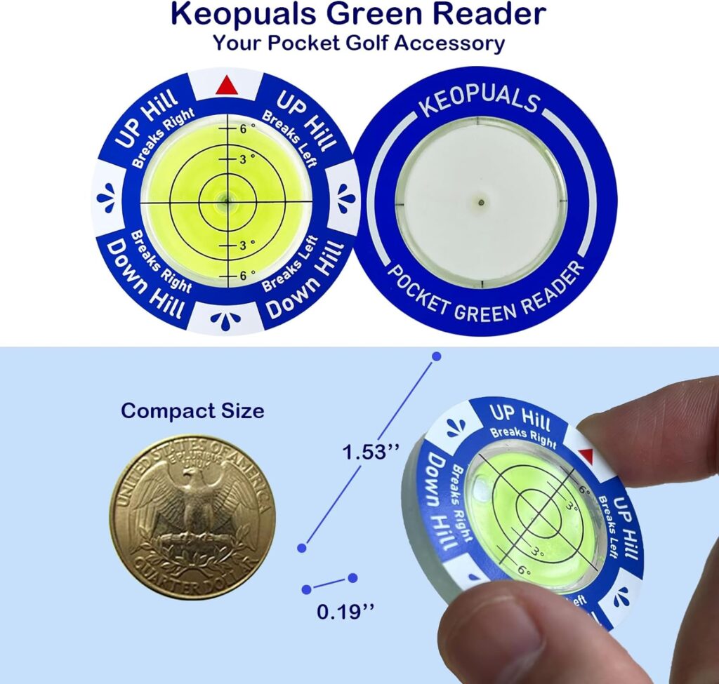 KeoPuals Golf Green Reader - Golf Ball Marker with Level Golf Accessories Golf Putting Green Reading Aid Bubble Golf Training Tool to Improve Your Putting Game Read Greens