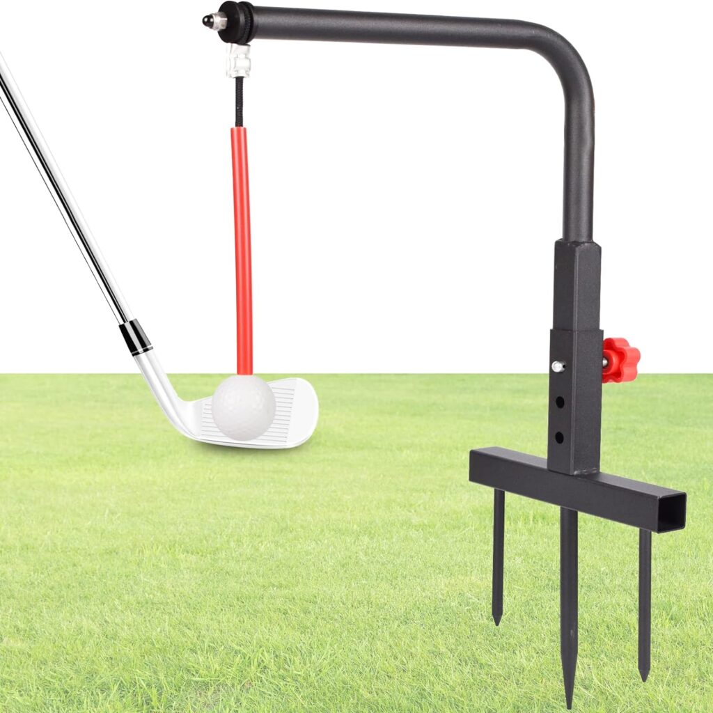 KIDZIES Golf Swing Trainer - Durable Iron Golf Practice Swing Groover  Hitting Training Aid - Golf Accessories for Any Level with Replacement Ball Included  Height Adjustment