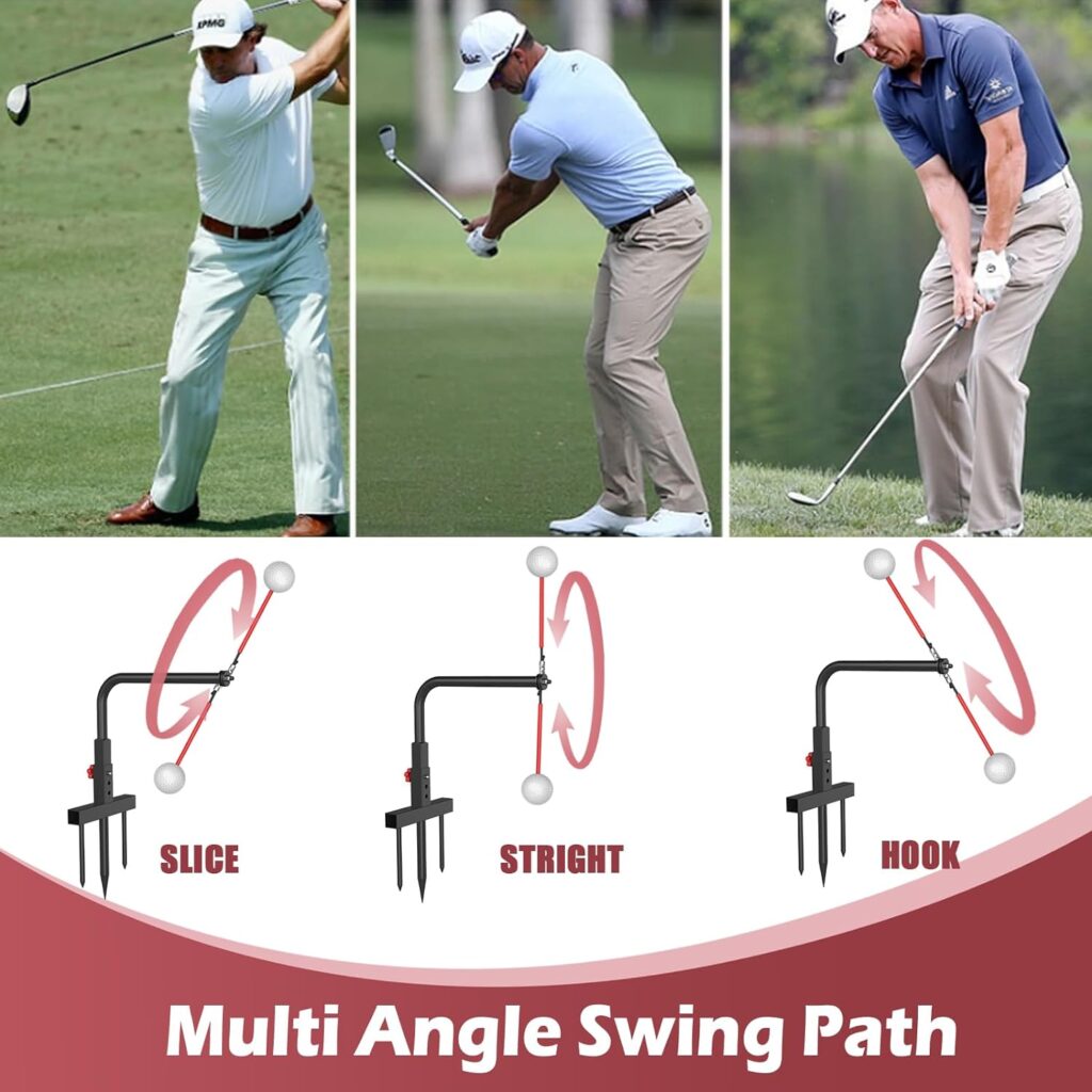 KIDZIES Golf Swing Trainer - Durable Iron Golf Practice Swing Groover  Hitting Training Aid - Golf Accessories for Any Level with Replacement Ball Included  Height Adjustment