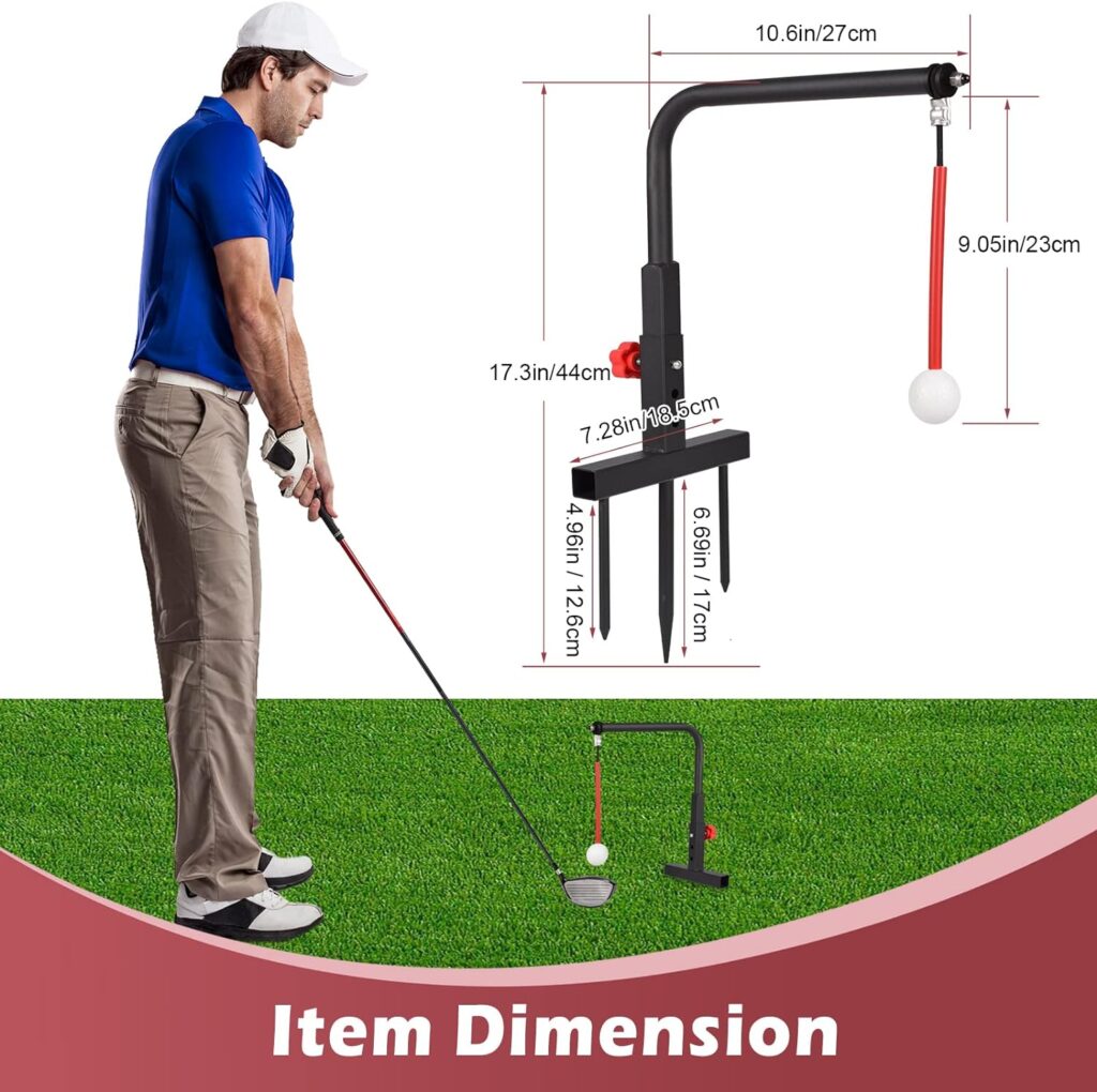 KIDZIES Golf Swing Trainer - Durable Iron Golf Practice Swing Groover  Hitting Training Aid - Golf Accessories for Any Level with Replacement Ball Included  Height Adjustment