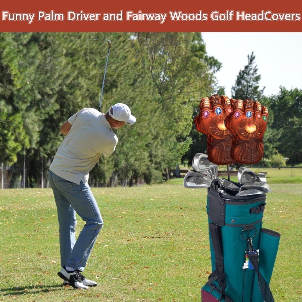LeFeng Golf Club Head Covers Perfect for 460cc Driver and Fairway Wood Funny Palm Shape Wood Head Covers