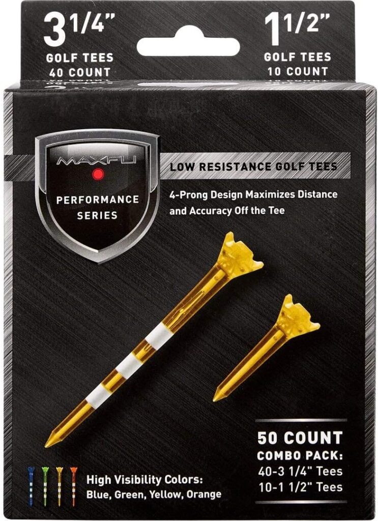 Maxfli Performance Series Low Resistance 3 1/4  1 1/2 Assorted Golf Tees - 50 Pack