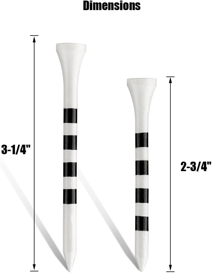 MAZEL Natural Wood/Bamboo Golf Tees 2 3/4 Inch  3 1/4 Inch,Pack 50 or 120,Reduce Friction  Side Spin,More Durable and Stable Golf Tees
