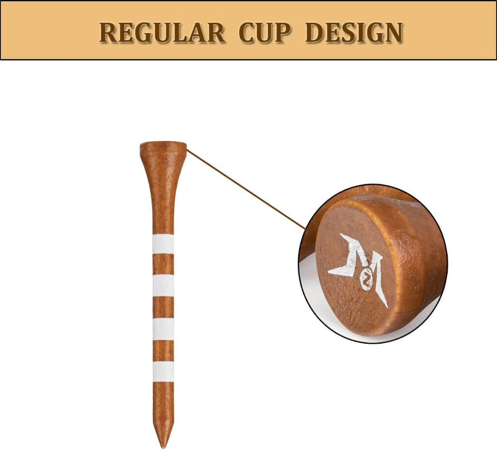 MAZEL Natural Wood/Bamboo Golf Tees 2 3/4 Inch  3 1/4 Inch,Pack 50 or 120,Reduce Friction  Side Spin,More Durable and Stable Golf Tees