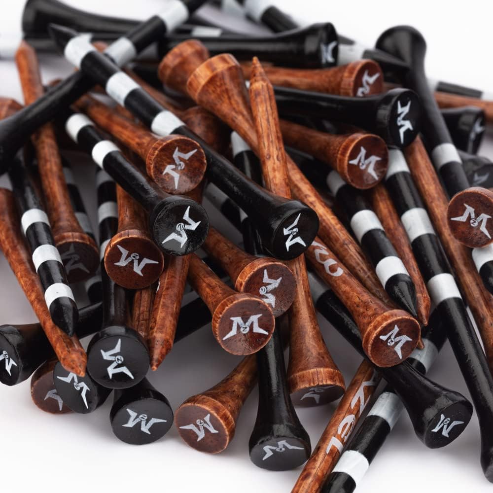 MAZEL Natural Wood/Bamboo Golf Tees 2 3/4 Inch  3 1/4 Inch,Pack 50 or 120,Reduce Friction  Side Spin,More Durable and Stable Golf Tees