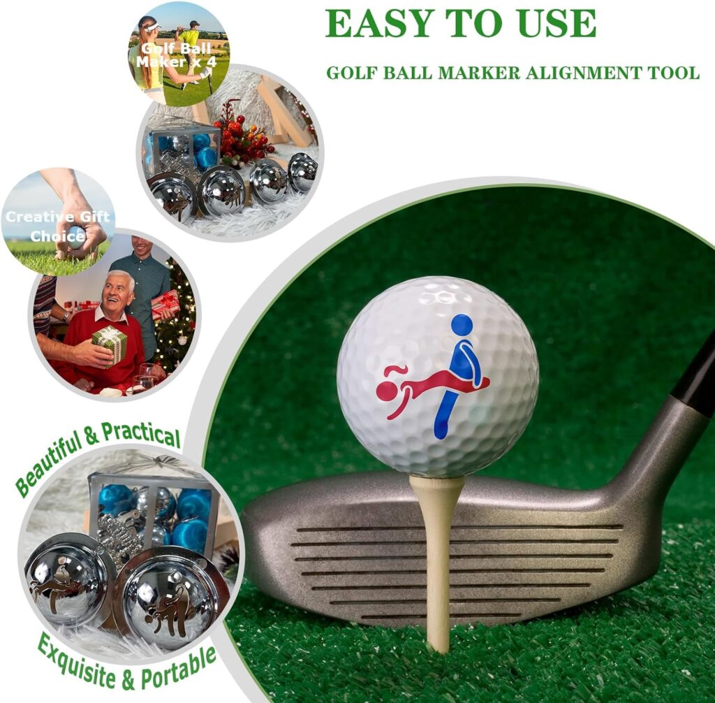 TNHINA 4pcs Golf Ball Marker Funny Golf Ball Marker Stamp Stencil Custom Tool Creative Golf Accessories,Personalized Golf Ball Alignment Marking Tool for Adults