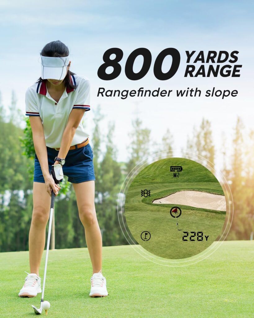 WOSPORTS Golf Rangefinder, 800 Yards Laser Range Finder, High-Precision Flag Lock with Pulse Vibration, Tournament Legal Rangefinder for Golfing and Hunting, 6X Magnification, Battery Included