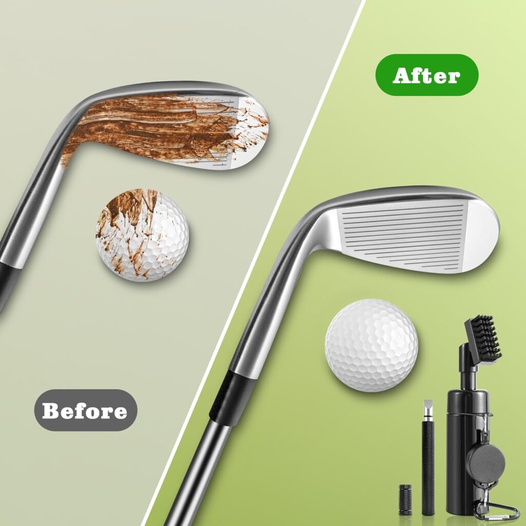 Wynaura Golf Club Cleaner Set with Pro Golf Club Brush Golf Groove Sharpener Suitable for U  V-Grooves 8 Inches Golf Water Brush with Retractable Clip Hold 5oz of Water Perfect Golf Accessories